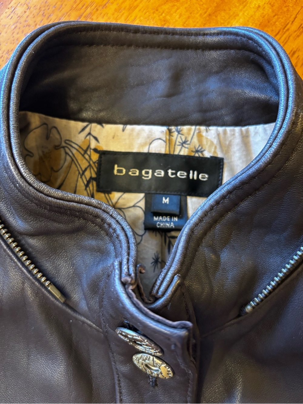 Women’s Bagatelle Vintage Brown Leather Utility Jacket Size L - Picture 11 of 15